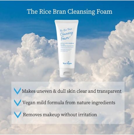 Your vegan The Rice Bran Brightening & Pore Control Cleansing Korean Skin Care Foam 100Ml