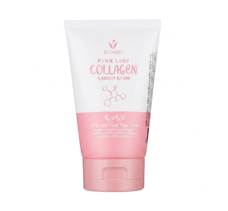 SCENTIO PINK COLLAGEN RADIANT & FIRM OIL CONTROL FACIAL FOAM SCRUB