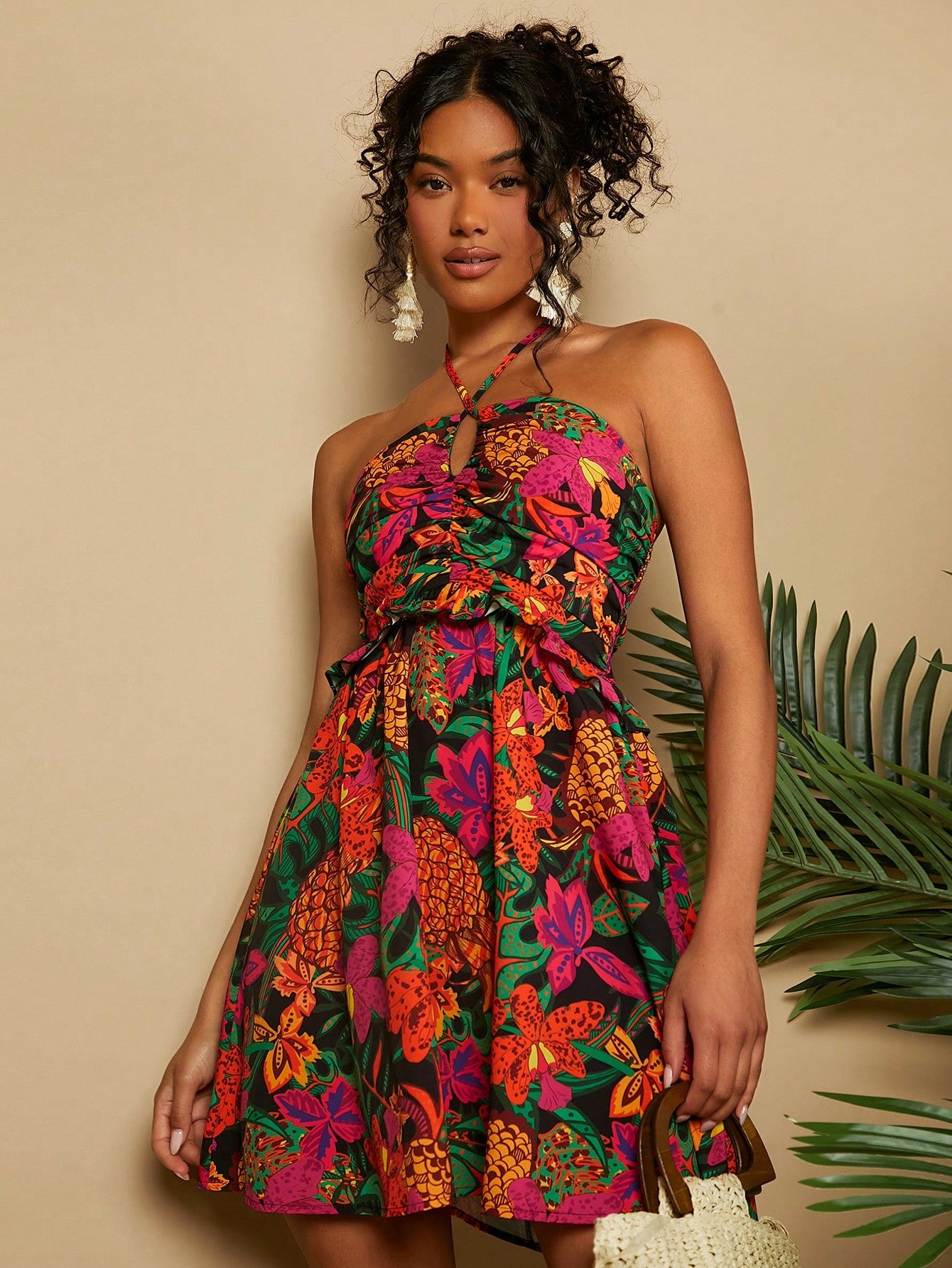 SHEIN_VCAY_Vacation_Style_Fruit__Flower_Printed_Halter_Neck_Dress__SHEIN_main_2