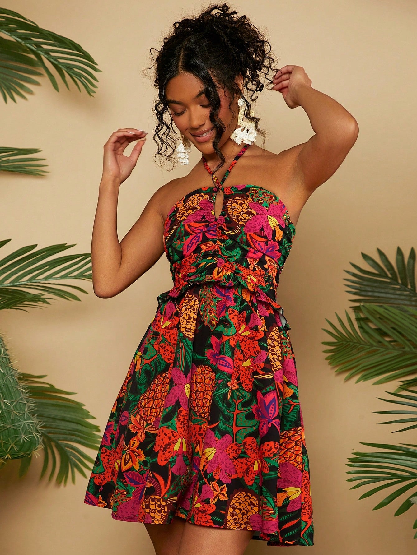SHEIN_VCAY_Vacation_Style_Fruit__Flower_Printed_Halter_Neck_Dress__SHEIN_main_4