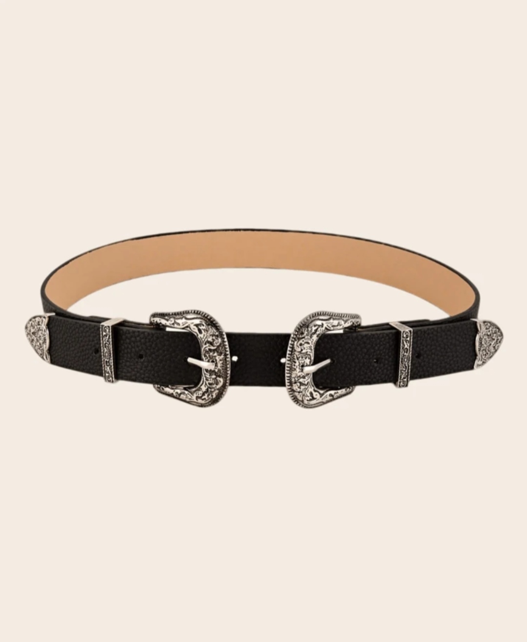 1pc Women's Western Style Double Buckle Faux Leather Crocodile Grain Belt, Jeans Accessory Fall, Autumn, Halloween